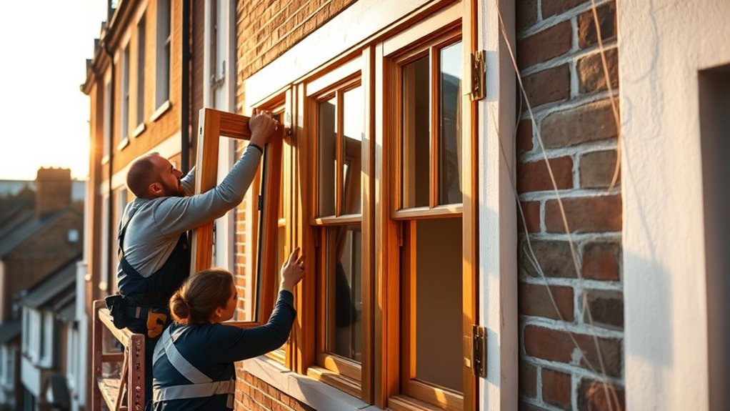 Wooden Window Installation Archway